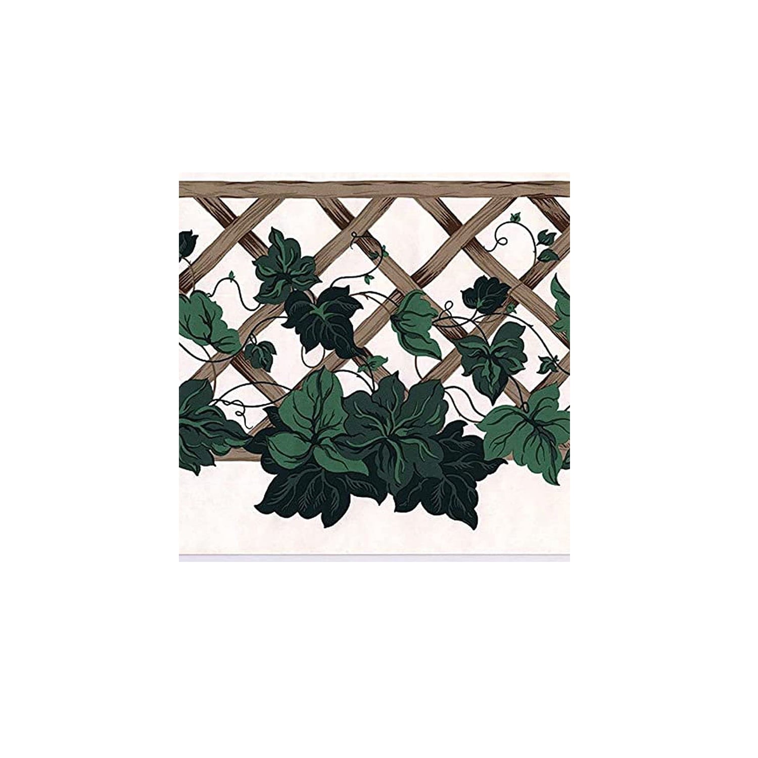 Wallpaper Border Garden Pattern Fence Leaves for Living Room Farmhouse