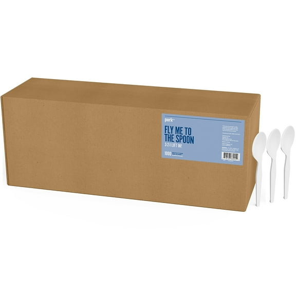Perk Plastic Spoon Medium-Weight White PK56396