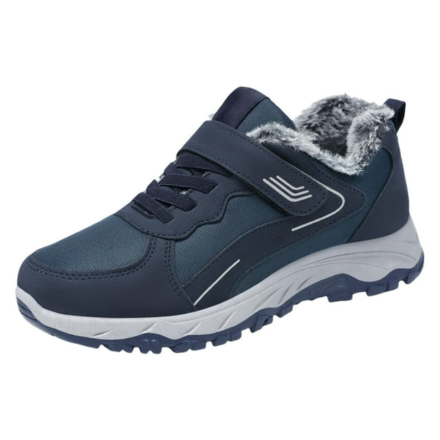 NOKIO Bottes d'Hiver pour Femmes Waterproof Doublées de Fourrure Chaussures de Randonnée Légères à Crochet et Boucle Ajustables Semelle Crantée Antidérapante pour l'Extérieur