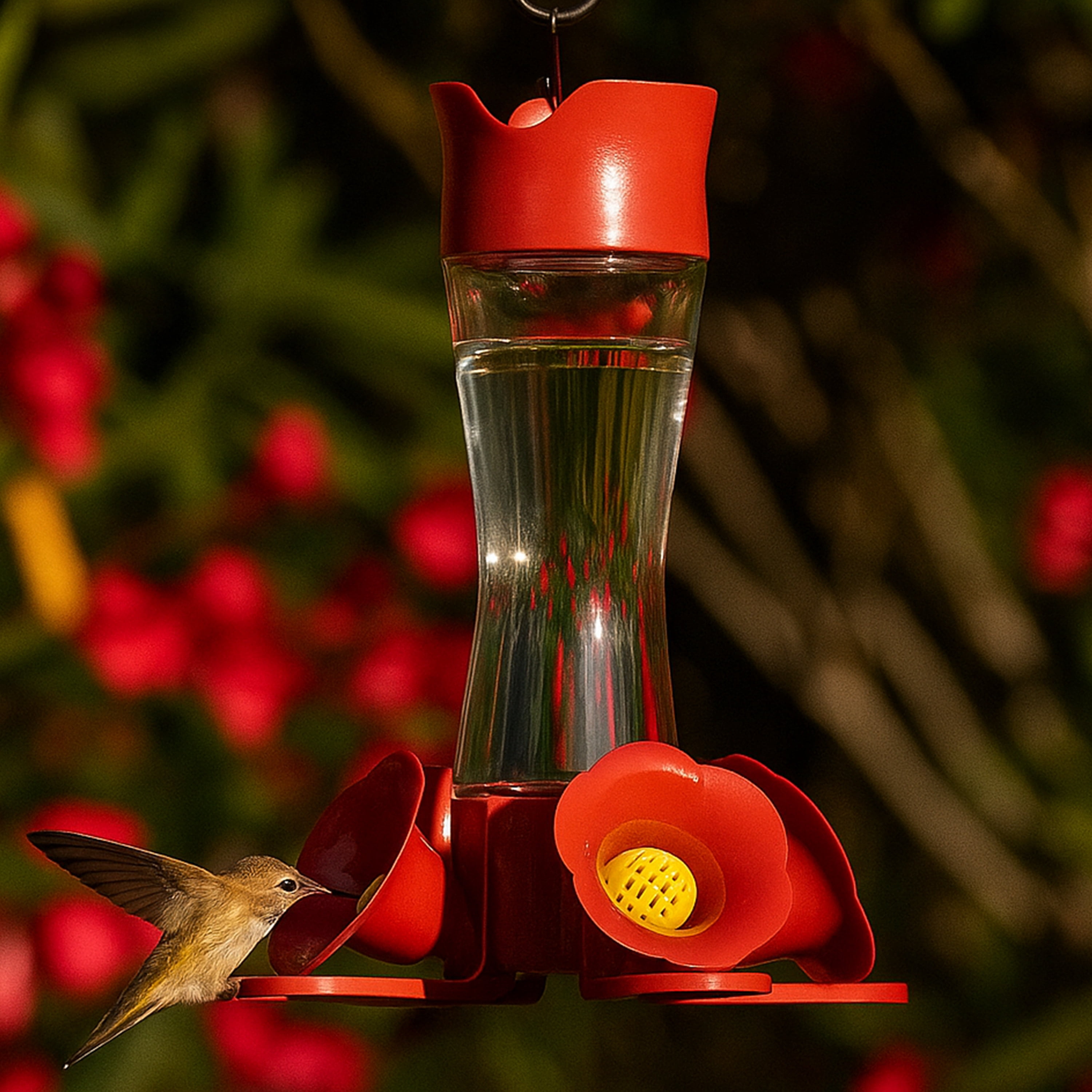 Perky-Pet Pinch-Waist Glass Hummingbird Feeder 8 oz Capacity, Red