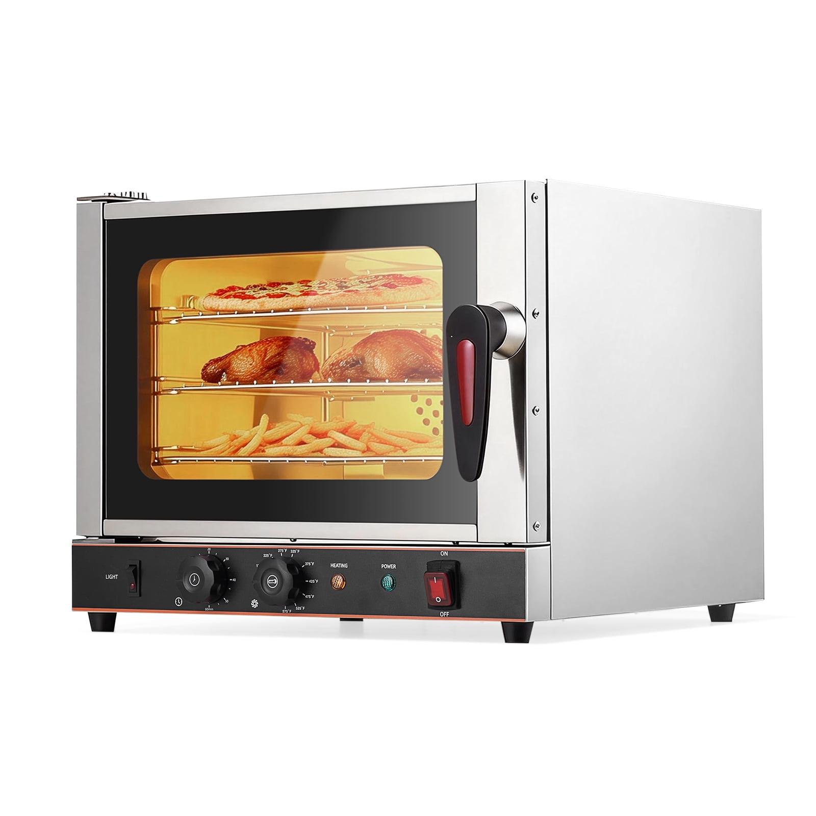 22L Commercial Countertop Convection Oven – 3-Tier Toaster, Air Fryer Combo, Front Glass Door, 2400W, 2 Trays & Wire Racks, Kitchen Appliance – 0.8 cu ft, Half-Size, US Plug 1.5m, Temp 30°C-300°C