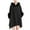 Black, variant on ​Women's Autumn/Winter Cape Coat: Loose Fit w/ Faux Fur Trim Hood & Asymmetrical Hem - Wool-Blend Warmth​