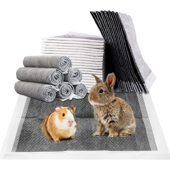 Rabbit Pee Pads, 18" x 24" 50 PCS Disposable Guinea Pig Pads Leak-Proof Super Absorbent Potty Training Pad with Quick-Dry Surface for Bunny Guinea Pig Cats or Small Pets Gray 18'' x 24''-50 Count