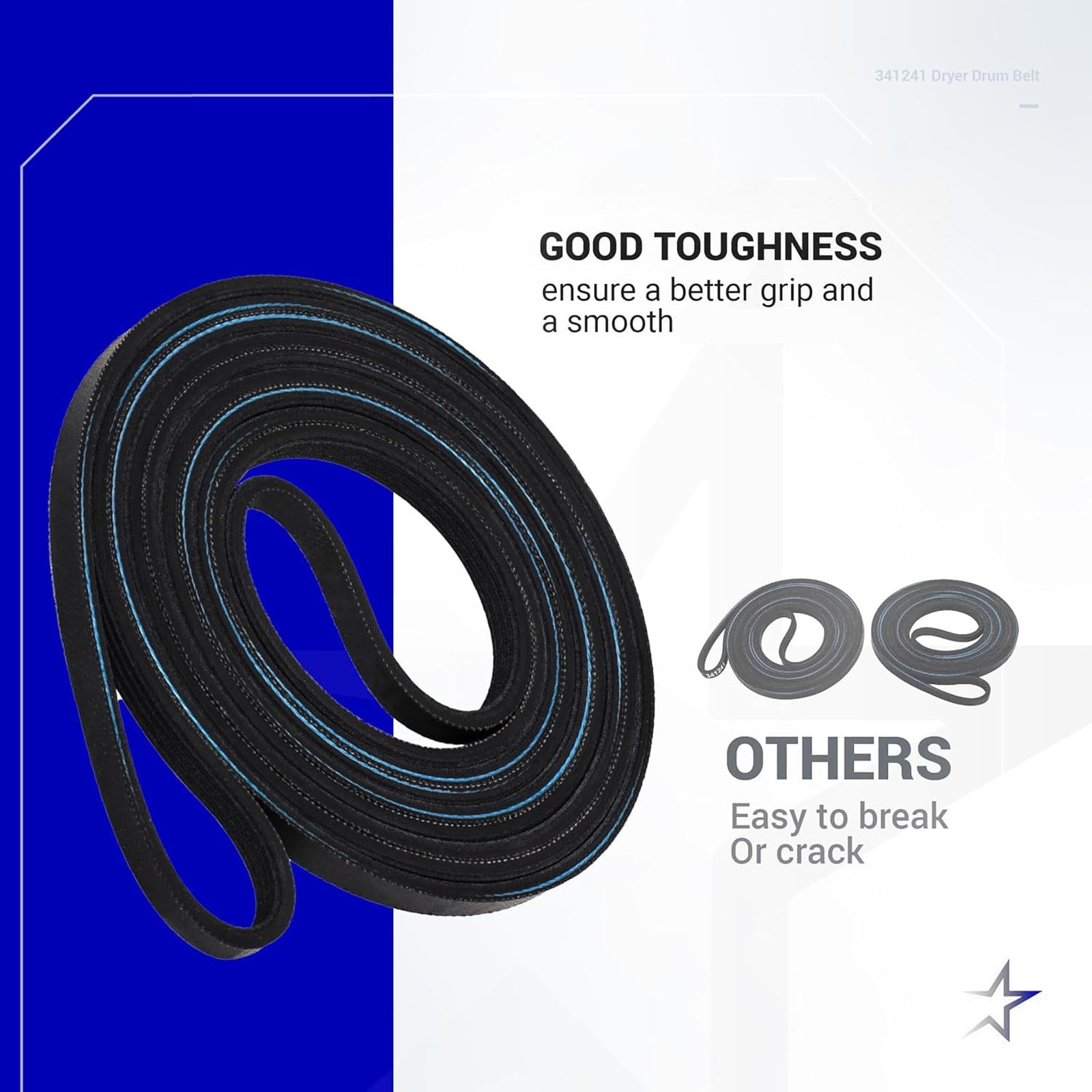 4PCS Reinforced Dryer Replacement Belt Stops Drum Slippage Noise Anti Tear Construction Restores Rotation Rubber Texture