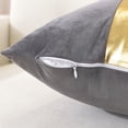 thumbnail image 4 of Gyulin Pack of 4,18x18 Inch Velvet Throw Pillow Covers with Silver Leather Striped Patchwork Stitching Modern Minimalist Square Pillowcase Cushion Covers for Bedroom Sofa Couch Living Room,White, 4 of 6