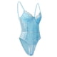thumbnail image 2 of Body con transparencias de encaje, leotardo corporal de retales encantador para mujer, para fiesta, cita diaria, azul M, 2 of 6