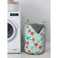 thumbnail image 3 of Floral Laundry Bag, Artwork of Paintbrush Drawn Flowers on Branches, Hamper Basket with Handles Drawstring Closure for Laundromats, 13" x 19", Vermilion Pale Blue, by Ambesonne, 3 of 4