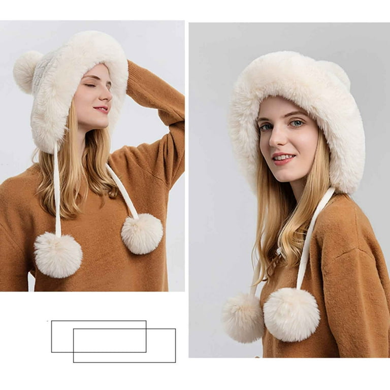 Dorkasm Womens Ski Faux Fur Pom Pom Beanie Hat Lightweight Warm