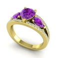 thumbnail image 2 of 2.00 Carat Pear Cut Amethyst Gemstone & Natural Diamond Stunning Proposal Ring for Women 18K Yellow Gold Size 4.5 by Diamond-Capitals, 2 of 8