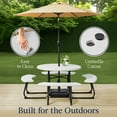 thumbnail image 5 of Best Choice Products 8-Person Circular Outdoor Picnic Table w/ 4 Benches, Umbrella Hole, 2000lb Capacity - White, 5 of 8