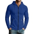 thumbnail image 2 of LYSMORA Men's Waffle Knit Full Zip Hooded Jacket Long Sleeve Drawstring Sweatshirt with Zipper Side Pockets, 2 of 8