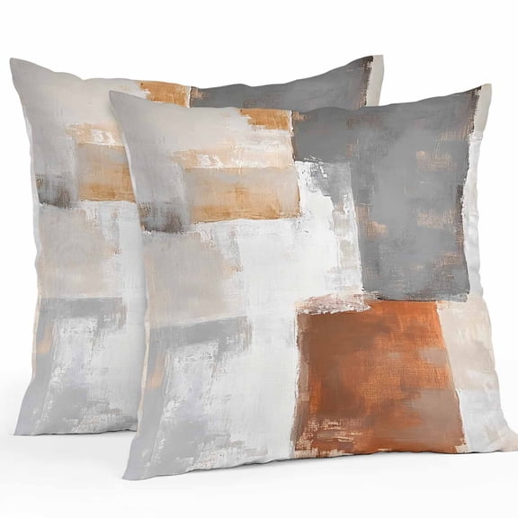 Brown White Gray Oil Painting Outdoor Pillow Covers Pack of 2 Abstract Art Waterproof Throw Pillow Covers Decorative Cushion Cases for Patio Garden Tent Balcony Couch 16x16 inch