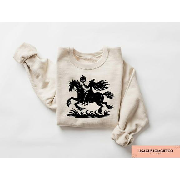 Velto Headless Horseman Spooky Scary Witch Horror October Graphic Sweatshirt Full size S-5XL
