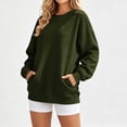 thumbnail image 3 of Horkkom Crew Neck Sweatshirts Women Casual Oversized Solid Color Tops Fall Loose Pullover Sweatshirts with Pockets XL, 3 of 7