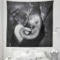 thumbnail image 1 of Grey Tapestry, Seeking Comfort Against Mother Monochrome Art Portrait, Fabric Wall Hanging Decor for Bedroom Living Room Dorm, 5 Sizes, Charcoal Grey Pale Grey, by Ambesonne, 1 of 1