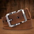 thumbnail image 7 of Men's vintage-style top-grain cowhide leather belt with square buckle - high-quality genuine leather, adjustable size, suitable for pairing with jeans and casual wear, brown, casual belt, vintage sty, 7 of 7