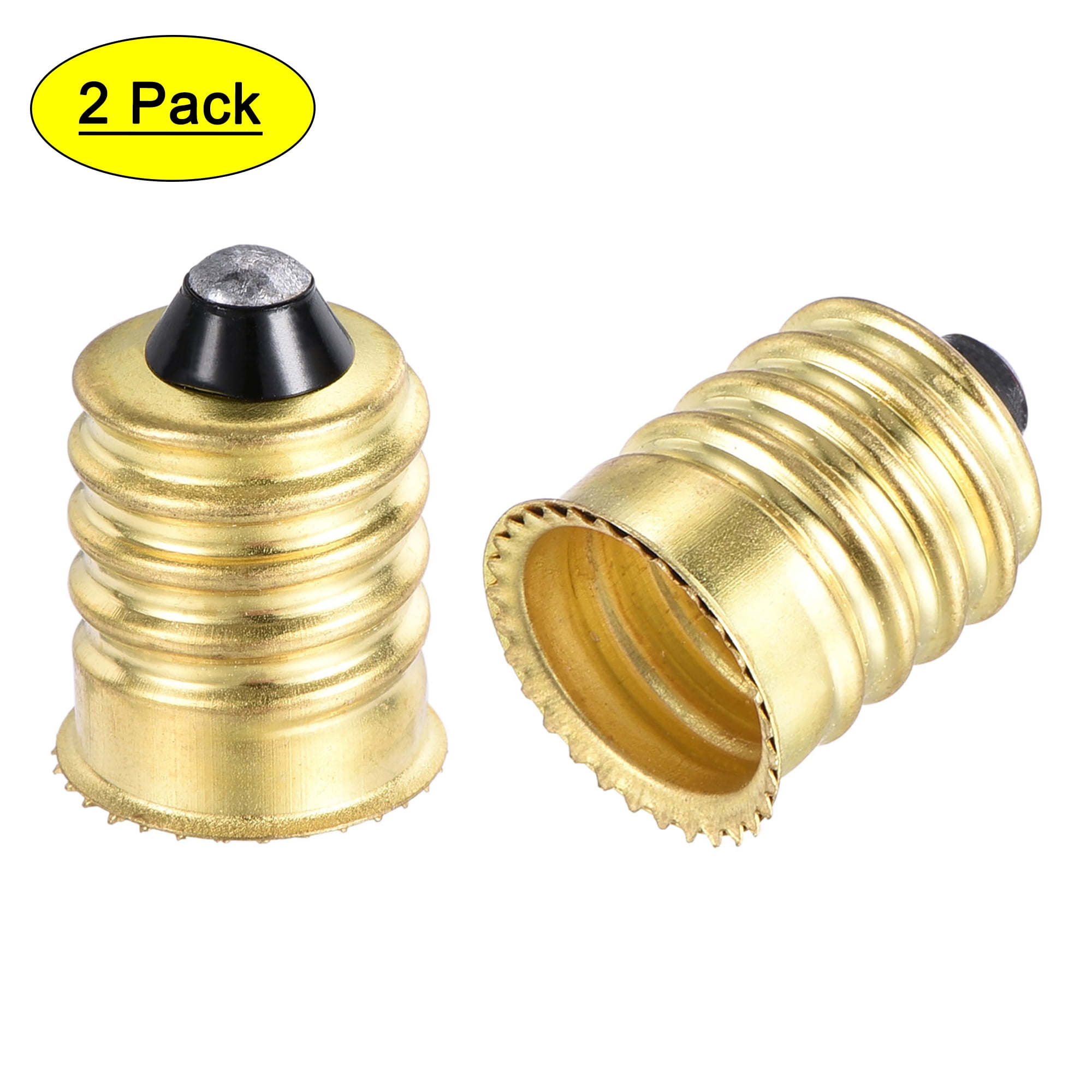 Uxcell E14 to E12 Lamp Base Converter Light Socket Adapter Gold 2 Pack