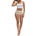 thumbnail image 2 of INSPIRE CHIC Mother's Day Women's High Waisted Lace Trim Briefs Cotton Full Coverage Underwear Panties S Yellow, 2 of 4