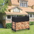 thumbnail image 2 of QinaQin 4.3FT Outdoor Firewood Rack with Cover, Steel Log Holder, Black, 2 of 7