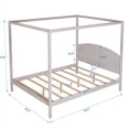 thumbnail image 3 of Queen Size Canopy Bed Frame, Wood Platform Bed  with Headboard and Support Legs, Modern Four Poster Bed for Children Teens Adults, Weight Capacity 550 Pounds, No Box Spring Needed, Grey, 3 of 8