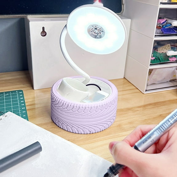 Rechargeable LED Desk Lamp - Foldable Eye-Care Light with 3 Color Modes, Stepless Dimming & USB Power (4.17 Inch) Purple