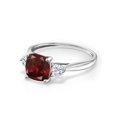 thumbnail image 3 of Gem Stone King 10K White Gold Red Garnet and White Moissanite 3 Stone Engagement Ring for Women (2.11 Cttw, Cushion 7MM, Gemstone January Birthstone,), 3 of 5