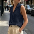 thumbnail image 5 of ZGRBOU Womens Sleeveless Button Down Shirts Summer Cotton Linen V Neck Blouses Solid Color Casual Work Tank Tops, 5 of 7