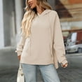 thumbnail image 6 of Women’s Waffle Knit Hooded Sweatshirt – Soft and Breathable Pullover Long Sleeve Hoodie with a Relaxed Fit for All-Day Comfort Khaki, 6 of 6