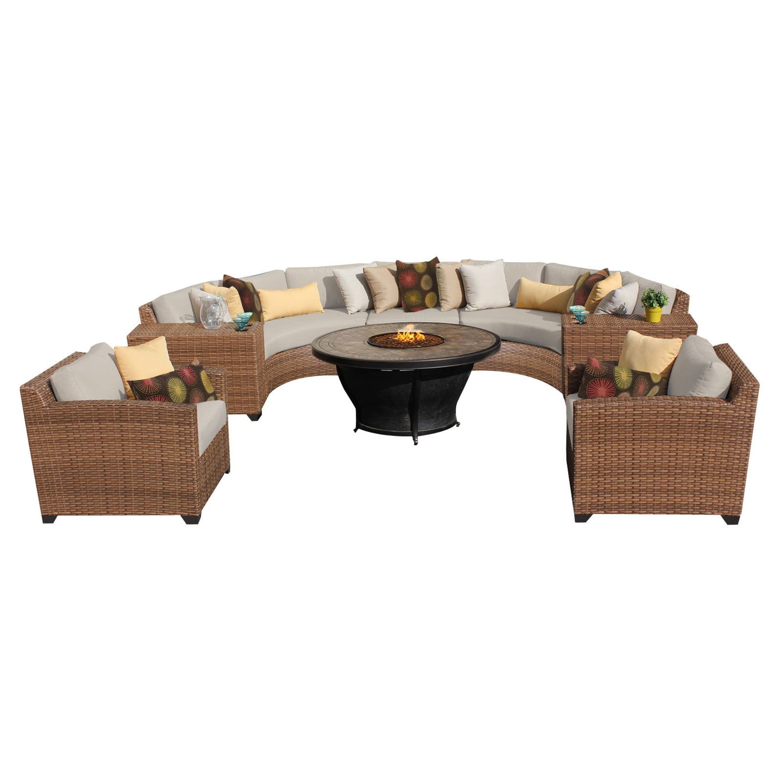Tk Classics Laguna Wicker 8 Piece Patio Conversation Set With Fire