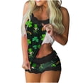 thumbnail image 2 of Blmnix Sleepwear Sets Valentine Pjs Women Sexy Pajama St. Patrick Sleepwear Short Green Sleeveless Lace Neckline Slim-Leg Womens Valentines Pajamas,M, 2 of 5