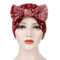 thumbnail image 4 of Fimkaul Head Wraps for Women Beanie Hat Bowknot Muslim Ruffle Beading Turban Mens Winter Caps, 4 of 5
