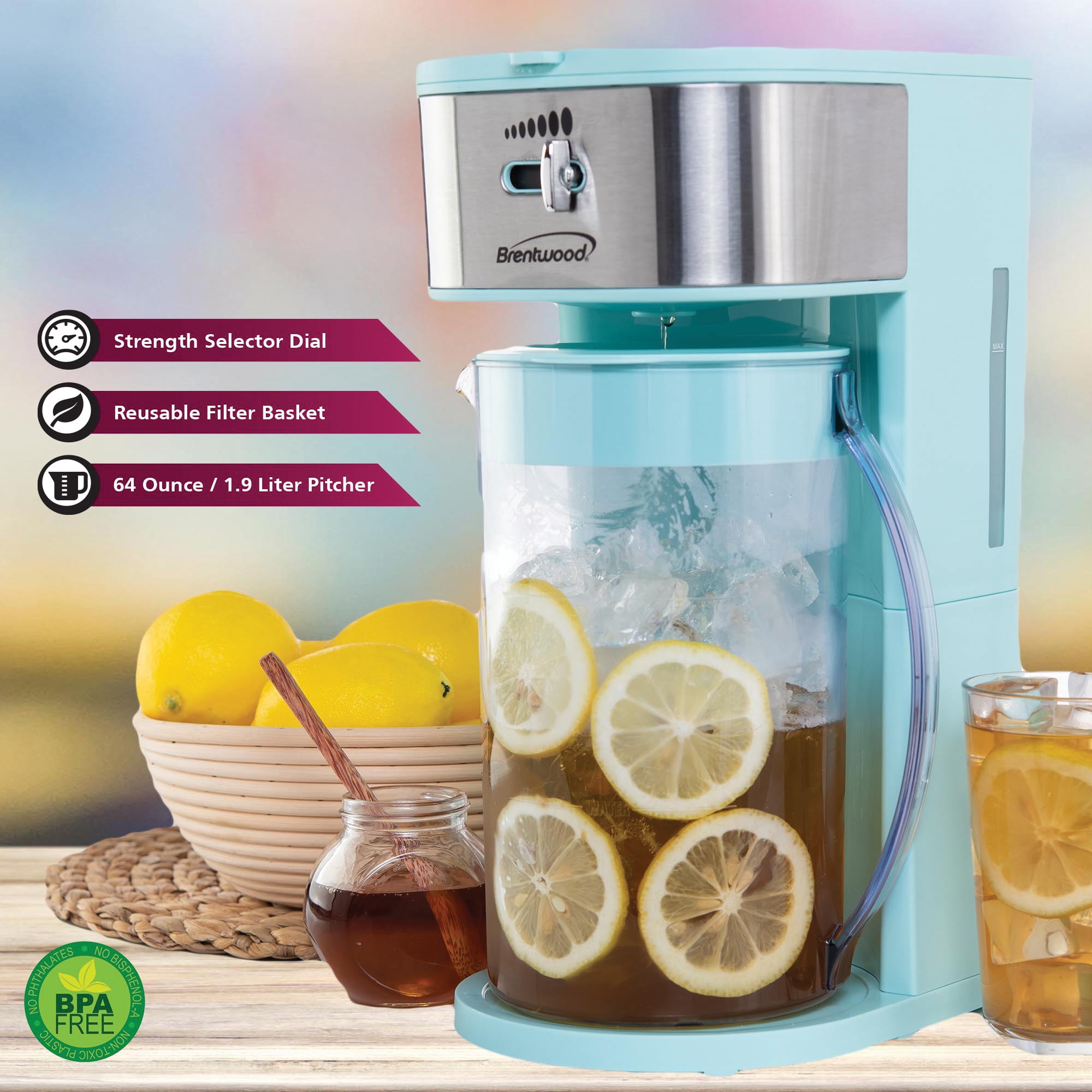 Brentwood Iced Tea and Coffee Maker (Blue), KT-2150BLPT