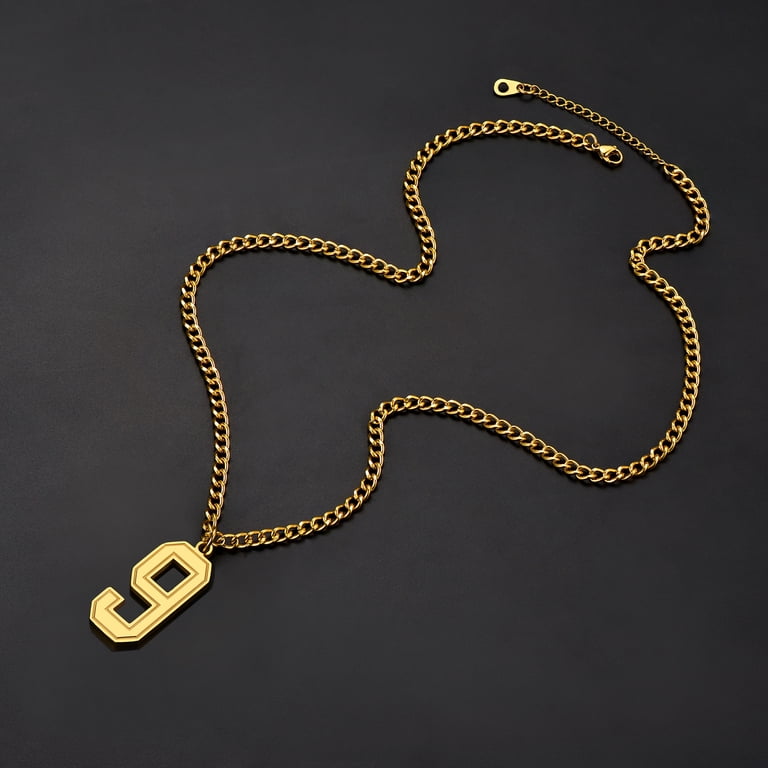 ChainsProMax Number 7 Gold Necklace for Women Mens Gift 18K Gold