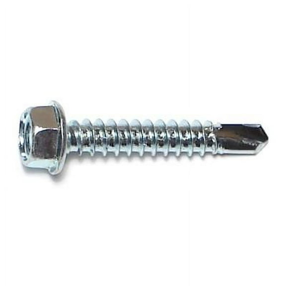 #12-14 x 1-1/4" Zinc Plated Steel Hex Washer Head Self-Drilling Screws SDSHWS-200
