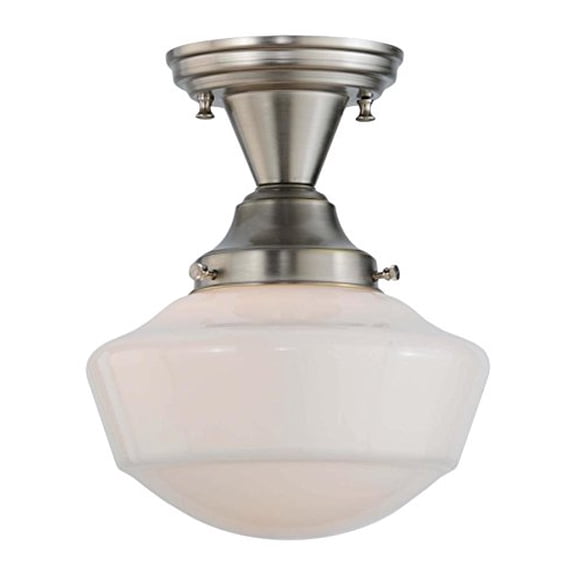 Meyda 9"w Revival Schoolhouse W/traditional Globe Semi-flushmount - 143957