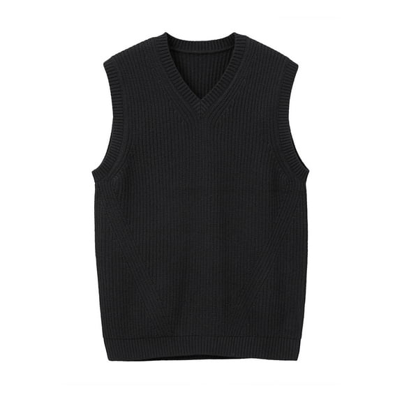 Mens V-Neck Knitted Sweater Vest Solid Plain Sleeveless Pullover