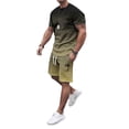 thumbnail image 4 of SHIXIAOO Men's 2025 Summer Tracksuit Plus Size Short Sleeve O Neck Athletic Suit Casual Color Block Drawstring Waist Tracksuit Set Men's Suits Slim Fit Modern Chef Suit for Men, 4 of 6