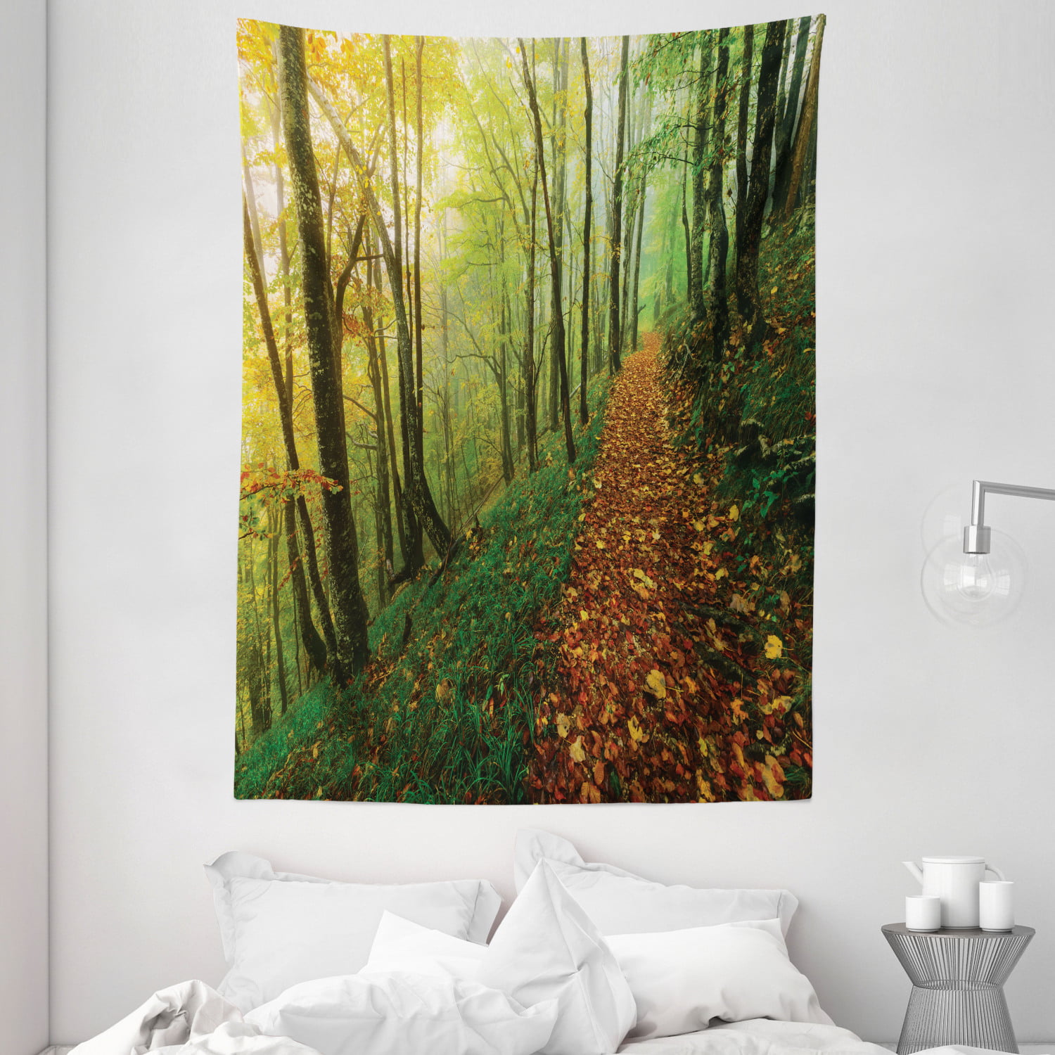 Art Green Forest Foggy Road Tapestry Wall Hanging Tapestry Livingroom Home Decor 