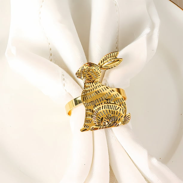 Decoraciones de Pascua, Servilletero de conejito de Pascua, Servilletero de estilo occidental, Decoración de mesa con ambiente festivo, Broche para servilletas, Servilletero de aleación de zinc