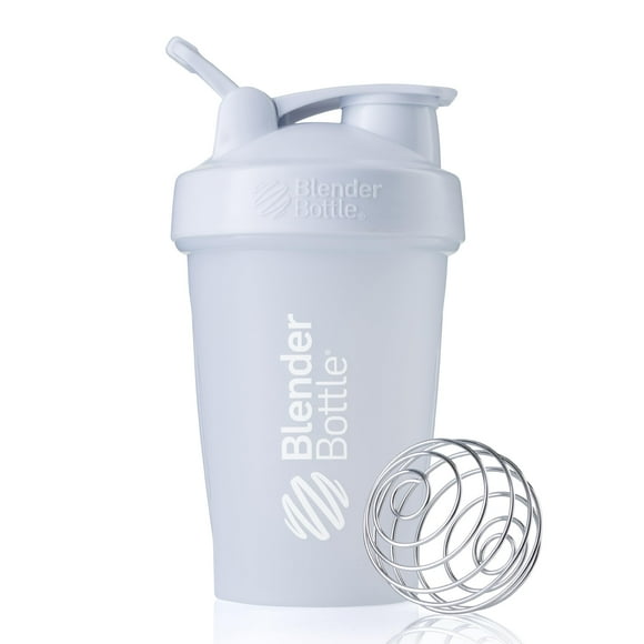 BlenderBottle Bouteille Shaker Classique à Boucle, 20oz, Couleur Complète, Blanc