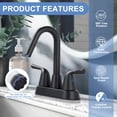 thumbnail image 4 of Wowow 4 in. Stainless Steel Centerset Double Handle Bathroom Faucet in Black, 4 of 8