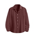 thumbnail image 2 of Mens Shirts Cotton Linen Long Sleeve Button Down Shirt, 2 of 8