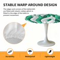 thumbnail image 2 of Elastic Fitted Round Tablecloth, Green White Moire Waterproof Stretch Table Cover for 45"-54" Tables, Modern Abstract Art Washable Outdoor Tablecloths for Patio, Picnic, Camping, 2 of 9