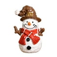 thumbnail image 2 of Figura de muñeco de nieve navideño, escultura navideña pintada a mano, figura de recuerdo de fiesta, estatua de mesa para fiesta de chimenea infantil, 2 of 9