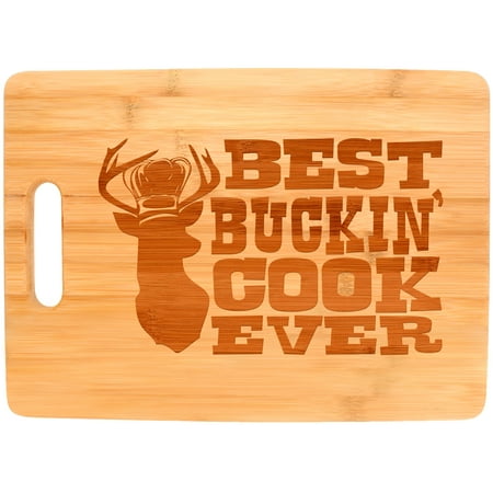 

ThisWear Best Buckin Cook Ever Funny Country Kitchen Decor Hunting Big Rectangle Bamboo Cutting Board
