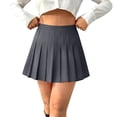 thumbnail image 4 of TRUNZI Womens Pleated Skirts High Waist Cute Flowy Casual Summer Pull On Short Mini Skirts Gray S, 4 of 6