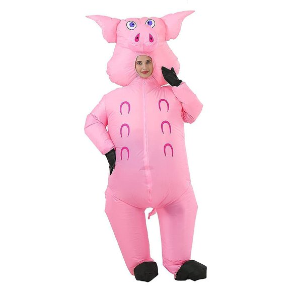 RHYTHMARTS Inflatable Pig Costume Halloween Costume Fancy Dress Pink Pig Costume Adult (1pcs)