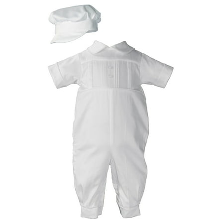 Little Things Mean A Lot Baby Boys White Cotton Pleated Christening Baptism Outfit Suit