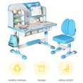 thumbnail image 4 of kluokesi 2Pcs/Set Kids Study Desk Chair Set, Height Adjustable Children School Study Table Chair Set with Astronaut Pattern, Ergonomic Desk Chair with Writing Board, Bookshelf and Drawer (Blue), 4 of 8