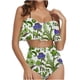 thumbnail image 1 of Bikini de Mujer Trajes de Baño Bikini con Ruffles Conjunto con Sujetador Acolchado Extraíble, Pantalones Cortos de Cintura Alta para la Playa, 1 of 5